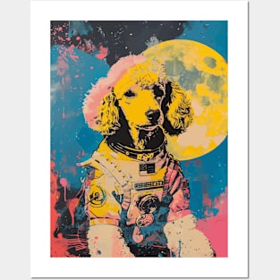 Vintage and vivid royal poodle dog astronaut portrait Posters and Art